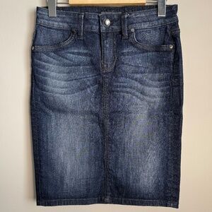 LEVEL 99 Women's 26 Dark‎ Wash Denim Pencil Skirt Stretchy Straight Festival